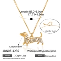 Detailed specs of stainless steel dachshund pendant necklace with sparkling zircons - Dachshund Pendant Necklace (JDN0311235)