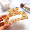 Large tortoiseshell hair claw clip in orange and teal acetate for thick hair - Orange Crystal 13cm