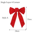 Red velvet Christmas bow with gold stars and moon prints, sized 24cm by 33cm - Gold Star Moon A / 24x33cm