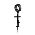 Black stainless steel clip-on earring featuring triple hanging cross pendants - Triple Cross Chain Style