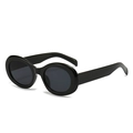 Retro ovale schwarze Sonnenbrille mit dickem Rahmen für einen stylischen Vintage-Look - Schwarzer Rahmen Graue Gläser