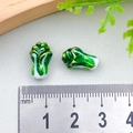 DIY Chinese cabbage charm bead in green and white glass with gold trim, size 12mm x 8mm - Small Cabbage Spacer Bead (13x9mm)