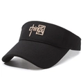Black sun visor hat with 3D China embroidery for outdoor sports and running - Adjustable / Black China Label
