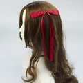 Elegante pinza para el pelo con lazo rojo de poliéster y cintas largas en el pelo - Rojo