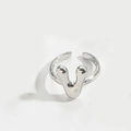 Minimalist adjustable open ring with silver finish featuring a smooth metal texture - Letter V Style (JZ419-1)