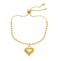 Minimalist 18k gold plated heart pendant bracelet with adjustable bead chain for women - Style D (3mm Bead-Drawstring)