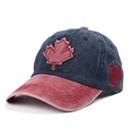Vintage navy and red washed baseball cap with maple leaf patch and Canada side embroidery - Adjustable / Navy Blue
