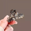 Small floral hair claw clip with marquise crystals on a dark metal base - 20# Rhinestone Butterfly Hair Claw (Approx. 4.5CM)