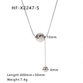 Silver stainless steel spherical pendant necklace with 10mm and 6mm beads finish - 10mm/6mm Large Round Bead Silver Y-Shape Style (HF-X2247-S)