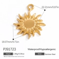 Golden sun shaped stainless steel pendant, waterproof and hypoallergenic DIY accessory - PJ91723 (Sun Shape Charm)