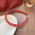 Vintage red polka dot sponge headband with 1.5cm width on white ceramic plate - Width 1.5cm / Red Small-1.5cm