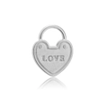 Colgante de candado de corazón en acero inoxidable plata pulida con grabado de LOVE - 5 Unidades/Paquete / Color Acero