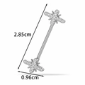 Silver G23 titanium butterfly nipple ring with zircon crosses and 2.85cm bar length - Cross Shape (T2548-6#) / Silver