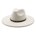 Breedgezoomde suède fedora hoed in gebroken wit met zwarte riem en turkoois detail - M(56-59CM) / Broken Wit
