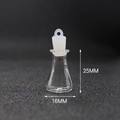 Miniature cone-shaped glass bottle with a white silicone plug and 16x25mm dimensions - Transparent Flask Shape Bottle + Rubber Stopper
