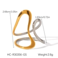 Detailed view of two-tone gold and silver irregular geometric ring with dimensions - Streamlined Irregular Two Tone Style (HC-R30356-GS)