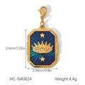 Detailweergave van een achthoekige gouden hanger met boze oog en afmetingen in cm en gram - Kroon Ogen Stijl (HC-N40624)