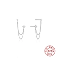 Orecchini a pendente in argento 925 con nappe e cristalli di zirconia scintillanti - #7 Catena a Doppio Strato / Argento