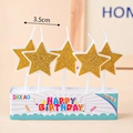 Five-pack of glittery gold star-shaped birthday cake candles with 3.5cm width stars - Gold Glitter Star 5Pcs