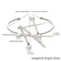 Minimalistische open armband van roestvrij staal met vijf parels en gouden afwerking - Geometrische kruis parelarmband / Staalkleur