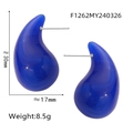 Minimalist bright blue resin teardrop earrings with dimensions and weight specs - Royal Blue (F1262)