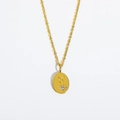 Collier en acier titane plaqué or 18 carats avec pendentif zodiaque Taureau et zircon - Taureau-Zircone blanc