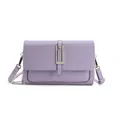 Fashionable purple crossbody bag featuring woven texture flap and silver metal buckle - Purple