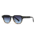 Retro slim sunglasses with black amber gradient frames and blue gradient lenses - Black Amber Gradient Frame Blue Gradient Lens