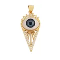 Golden evil eye lucky charm pendant featuring blue zircon stones and sparkling crystals - L559878-Gold Blue Gray Eye Triangle