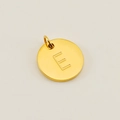 Round golden stainless steel pendant with engraved letter E and polished mirror finish - Letter E (XRS-1456) / Gold
