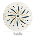 30cm round woven cotton placemat with starburst pattern and blue stripes style D - Style D Beams