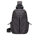 Wasserdichte dunkelgraue Brusttasche aus Nylon mit vertikalem Reißverschluss für Herren - Grau