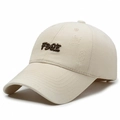 Vintage beige cotton baseball cap with 3D FBQE embroidery and distressed brim detail - Adjustable / Beige