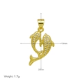 Detail view of gold-plated double dolphin pendant with 14mm width and 29mm height - DN241003-B (Double Dolphin Pendant)