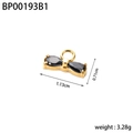 Bowtie stainless steel pendant with black teardrop stones and gold plating details - BP00193B1-Gold Black Stone Bow Pendant