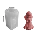 Silicone mold for DIY praying angel girl candle and plaster statue in pink color - Little Angel - Girl / 8.4x6cm