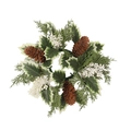 Weihnachts-Kerzenring mit Kiefernzapfen, Stechpalmenblättern und Beeren auf weißem Grund - Weicher Kleber PE Zapfen Kerzenring