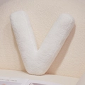 Plush letter V throw pillow in soft white sherpa fabric for cozy home sofa decor - Letter V