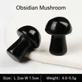 Mini champignon en obsidienne noire naturelle polie pour décoration et soin - Obsidienne