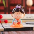 Ancient style girl figurine with white rabbit, cute Q-version oriental desk ornament - 1056-4C Holding Rabbit