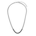 Collier en argent avec une rangée de zircons noirs et un placage en or 18 carats de luxe - Patchwork de Chaîne de Serpent Ronde / Argent Épissé Zircon Noir