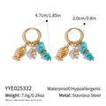 Detail of stainless steel starfish earrings with turquoise beads and shell charms - Fish Shell and Turquoise Style (YYE025332)