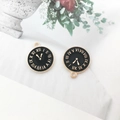 Alloy black enamel clock pendant with gold Roman numerals for DIY jewelry making - Alice Clock