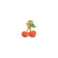 DIY cherry pendant with red enamel, green leaves and 18K gold plated stainless steel - Enamel 3D Cherry Charm (Gold-5)