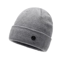 Berretto in maglia grigio chiaro con risvolto a coste e piccolo logo circolare nero opaco - Taglia unica / Grigio chiaro
