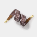 Wide woven geometric strap with brown leather and gold hardware for crossbody bags - L 70cm W 5cm / Brown Strap Gold Buckle