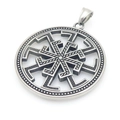 Vintage silver Viking Kolovrat sun wheel pendant with blackened finish and dot edge - Kolovrat Slavic Sun Style (KP117017-LU) / Pendant Only