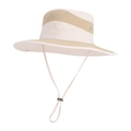 Cappello da sole outdoor beige e kaki a tesa larga con cinturino e ricamo di montagna - Cachi (9233)