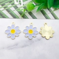 Purple flower pendant with yellow center and gold plating for jewelry making - Daisy (14767)