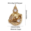 Detailed size chart of a gold planet pendant with cubic zirconia measurements and weight - Gold Zirconia Planet Pendant